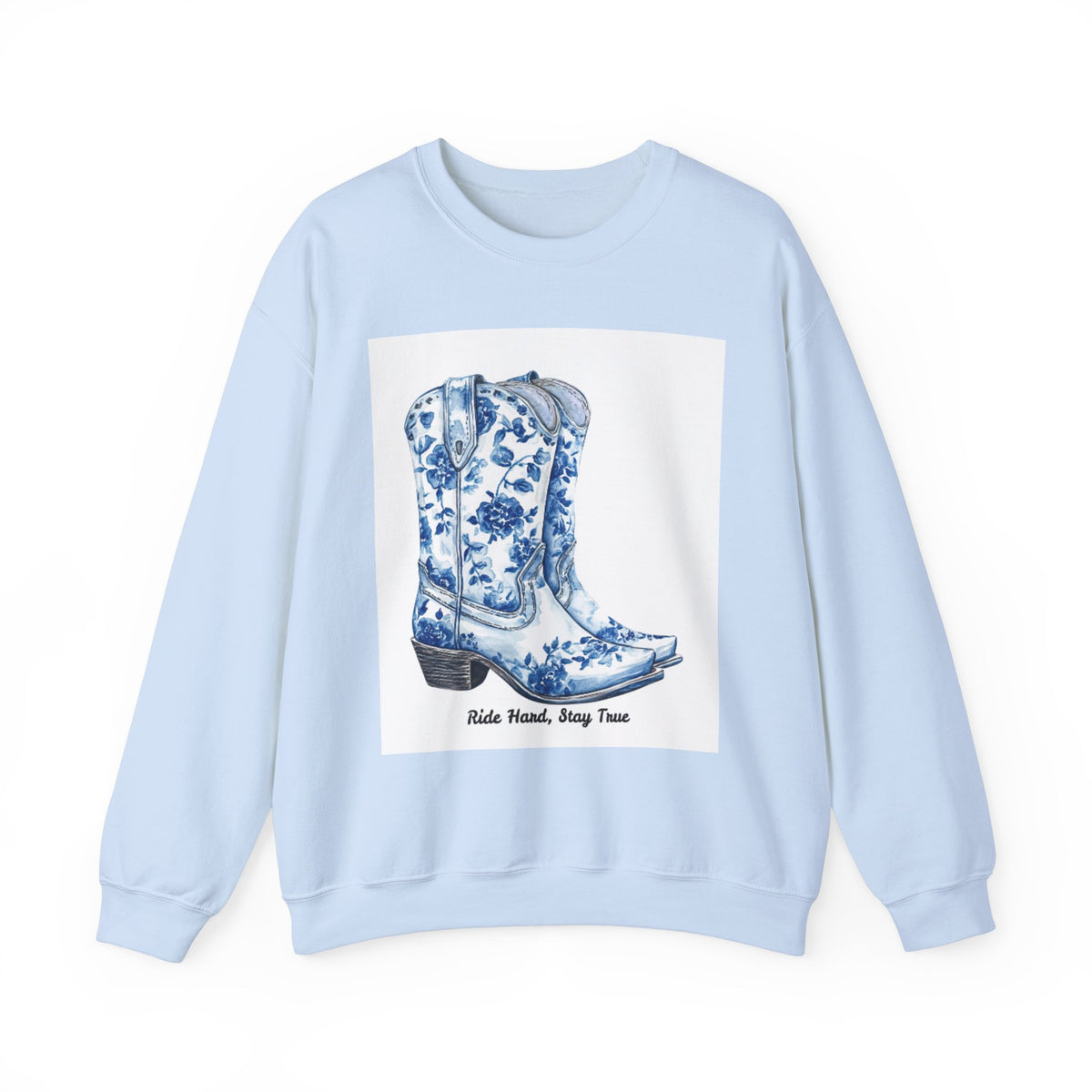 Floral Cowboy Boots Crewneck Sweatshirt - Ride Hard, Stay True