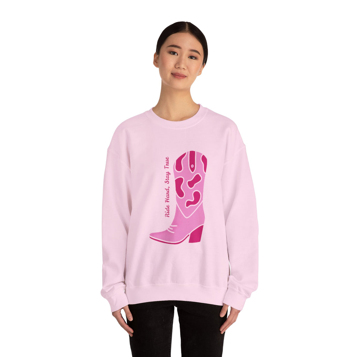 Ride Hard, Stay True pink | Unisex Heavy Blend™ Crewneck Sweatshirt