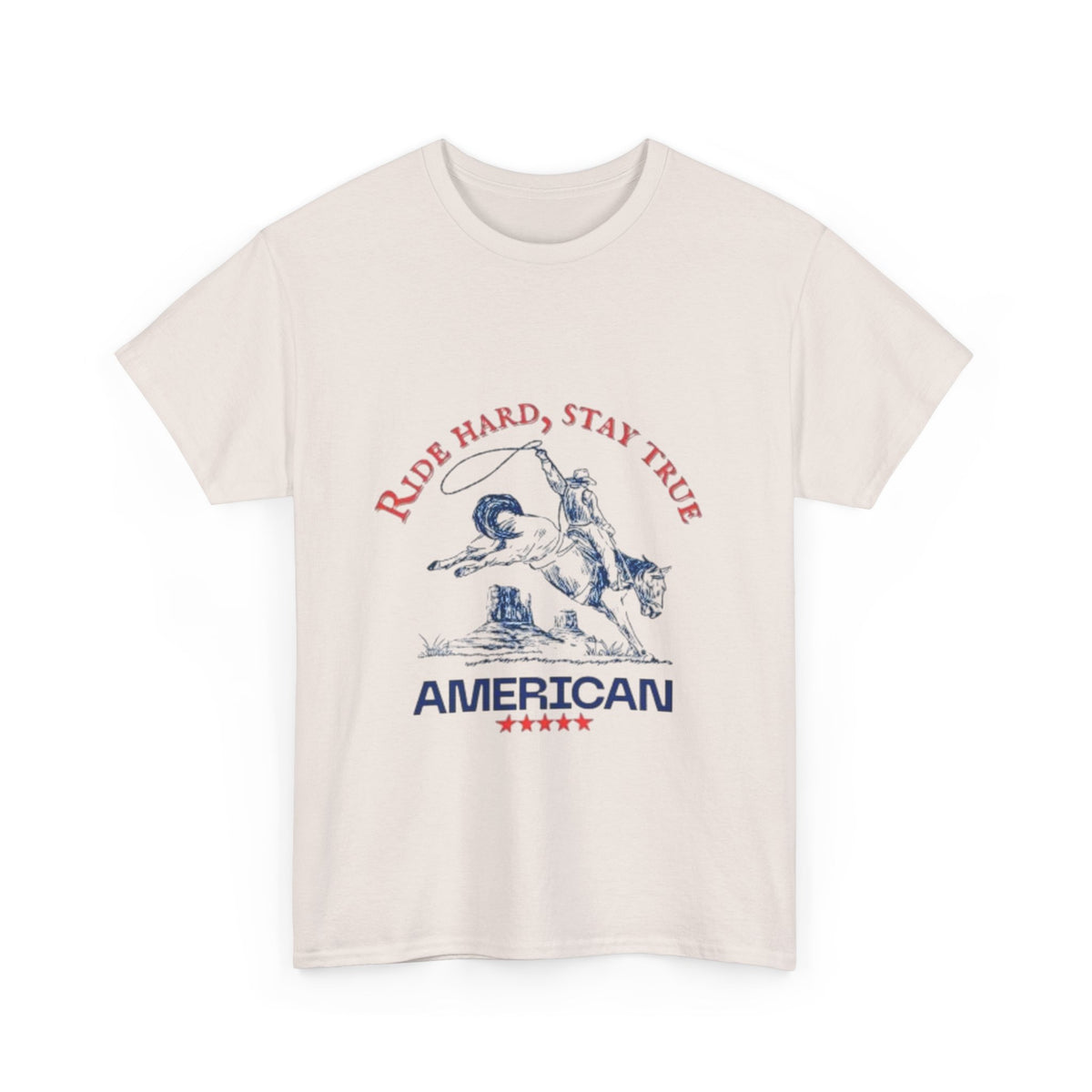 American Spirit Unisex Heavy Cotton Tee | Ride Hard Stay True, Cowboy Tee, Western Apparel, Cowboy Gift, Rugged Style Tee
