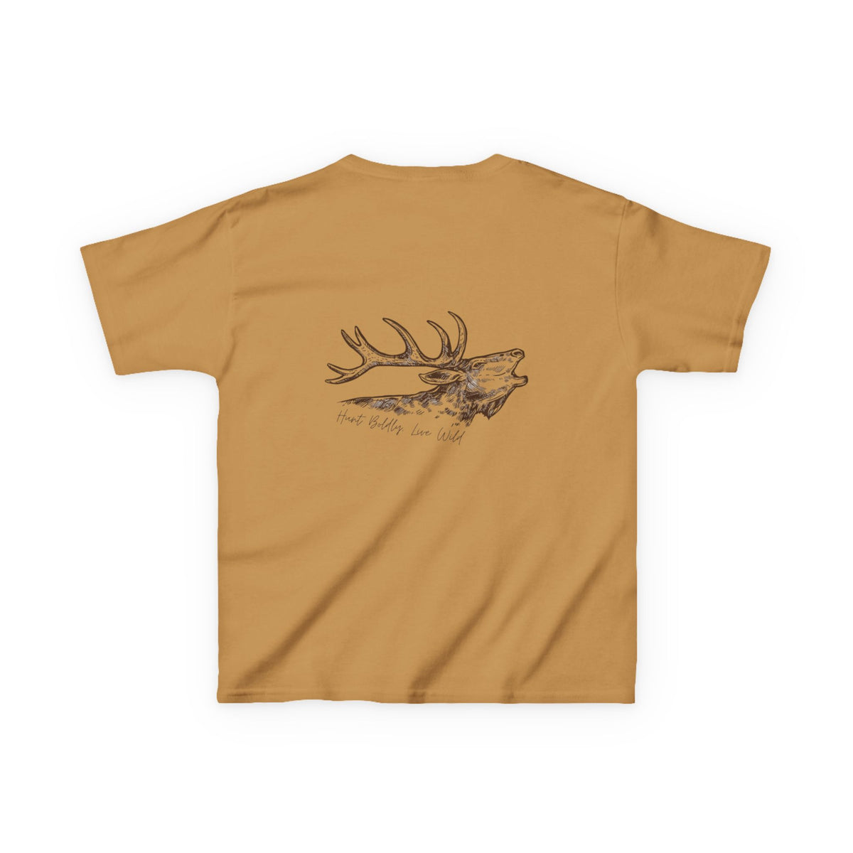 Kids Heavy Cotton™ Tee with Rustic Elk Design - Perfect for Outdoor Lovers, Nature Camps, Birthday Gifts, Family Adventures, Wildlife