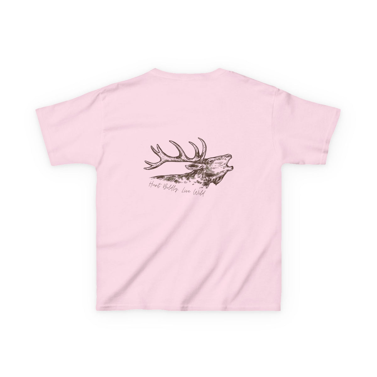 Kids Heavy Cotton™ Tee with Rustic Elk Design - Perfect for Outdoor Lovers, Nature Camps, Birthday Gifts, Family Adventures, Wildlife