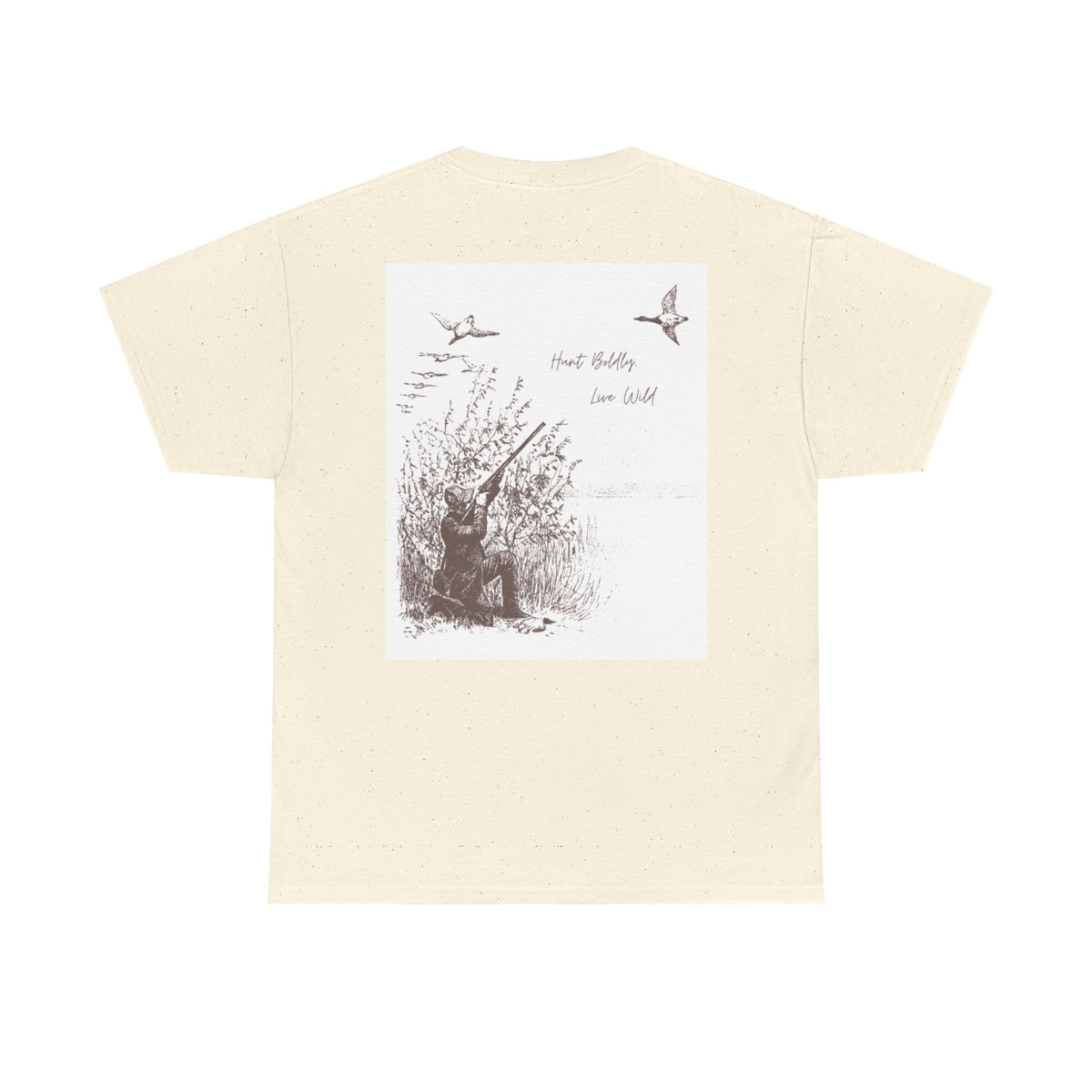 Unisex Heavy Cotton Tee - Vintage Hunting Graphic Tee, Live Wild Design