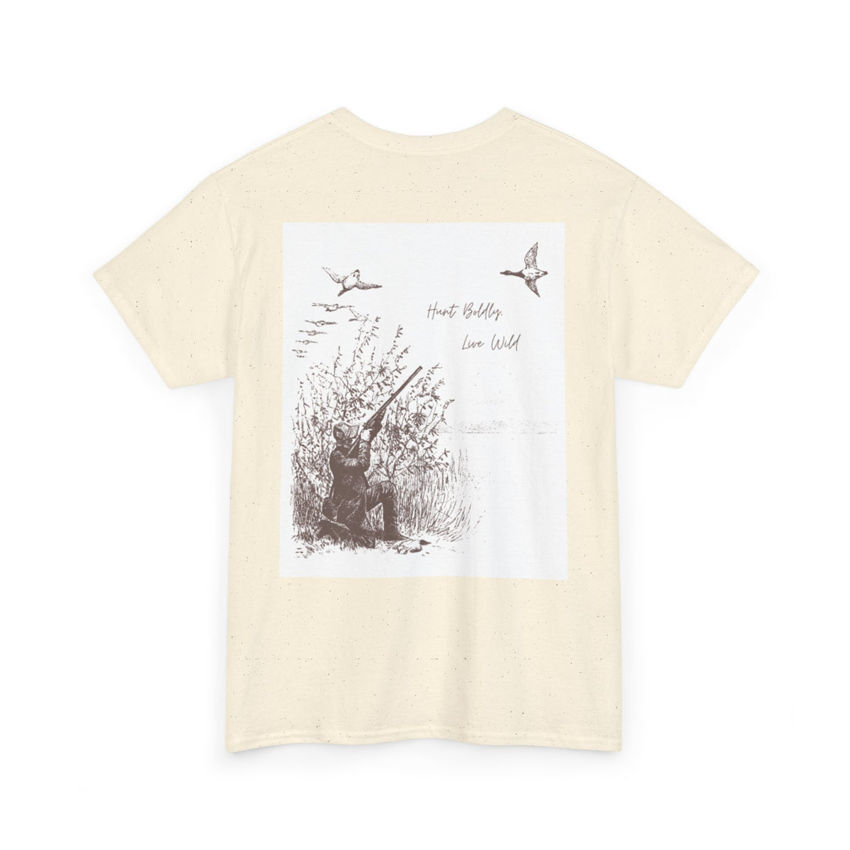 Unisex Heavy Cotton Tee - Vintage Hunting Graphic Tee, Live Wild Design