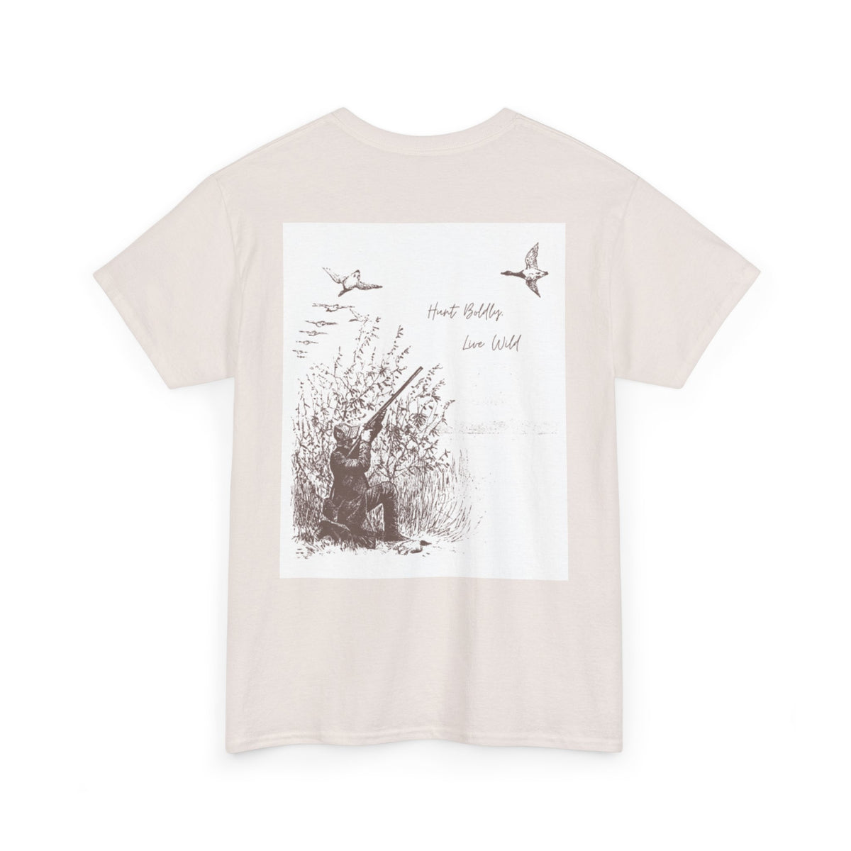 Unisex Heavy Cotton Tee - Vintage Hunting Graphic Tee, Live Wild Design