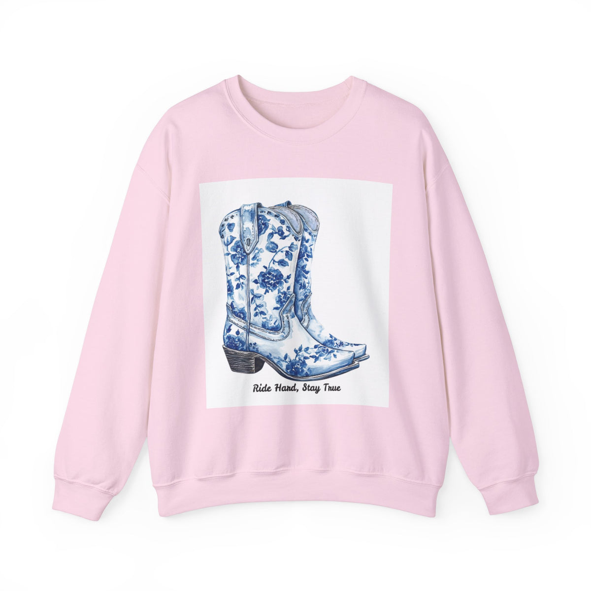 Floral Cowboy Boots Crewneck Sweatshirt - Ride Hard, Stay True