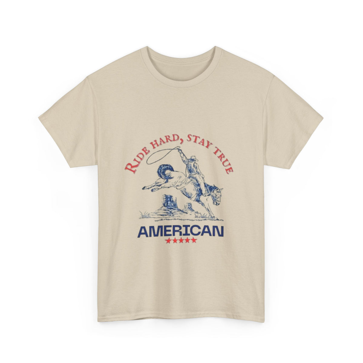 American Spirit Unisex Heavy Cotton Tee | Ride Hard Stay True, Cowboy Tee, Western Apparel, Cowboy Gift, Rugged Style Tee