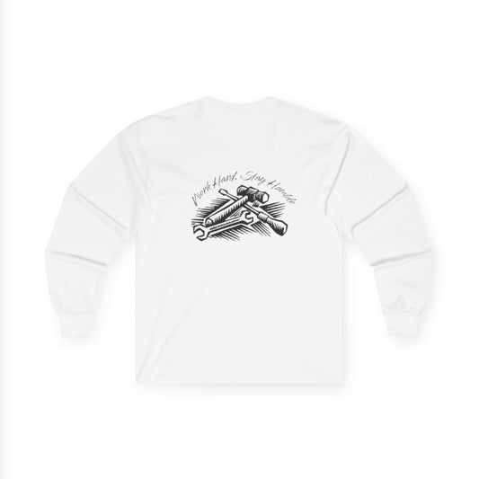 Work Hard Stay Humble Blue Collar Long Sleeve Tee, Motivational Graphic Shirt, Unisex Cotton Top, Inspirational Clothing, Gift for Him Her,