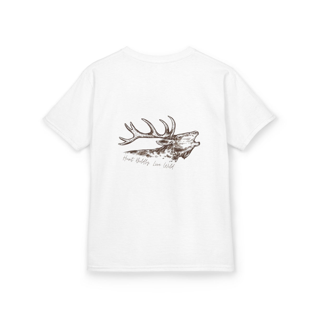 Kids Heavy Cotton™ Tee with Rustic Elk Design - Perfect for Outdoor Lovers, Nature Camps, Birthday Gifts, Family Adventures, Wildlife