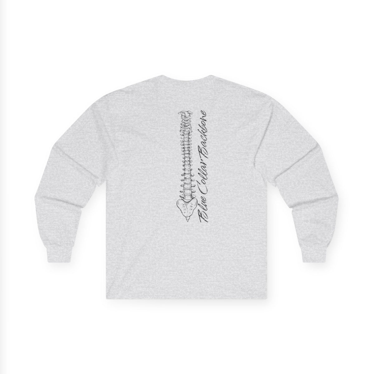 Blue Collar Backbone Spine Tee, Unisex Cotton Long Sleeve Shirt, Work Ethic Graphic Top, Industrial Style Clothing, Men Women Fashion